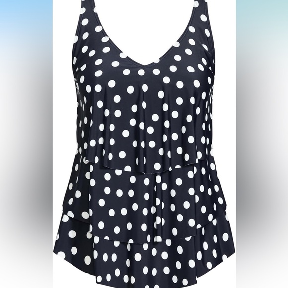EVANS | Nautical dot V-neck tankini top Navy white | Sz Plus 20 NWT - Picture 7 of 8